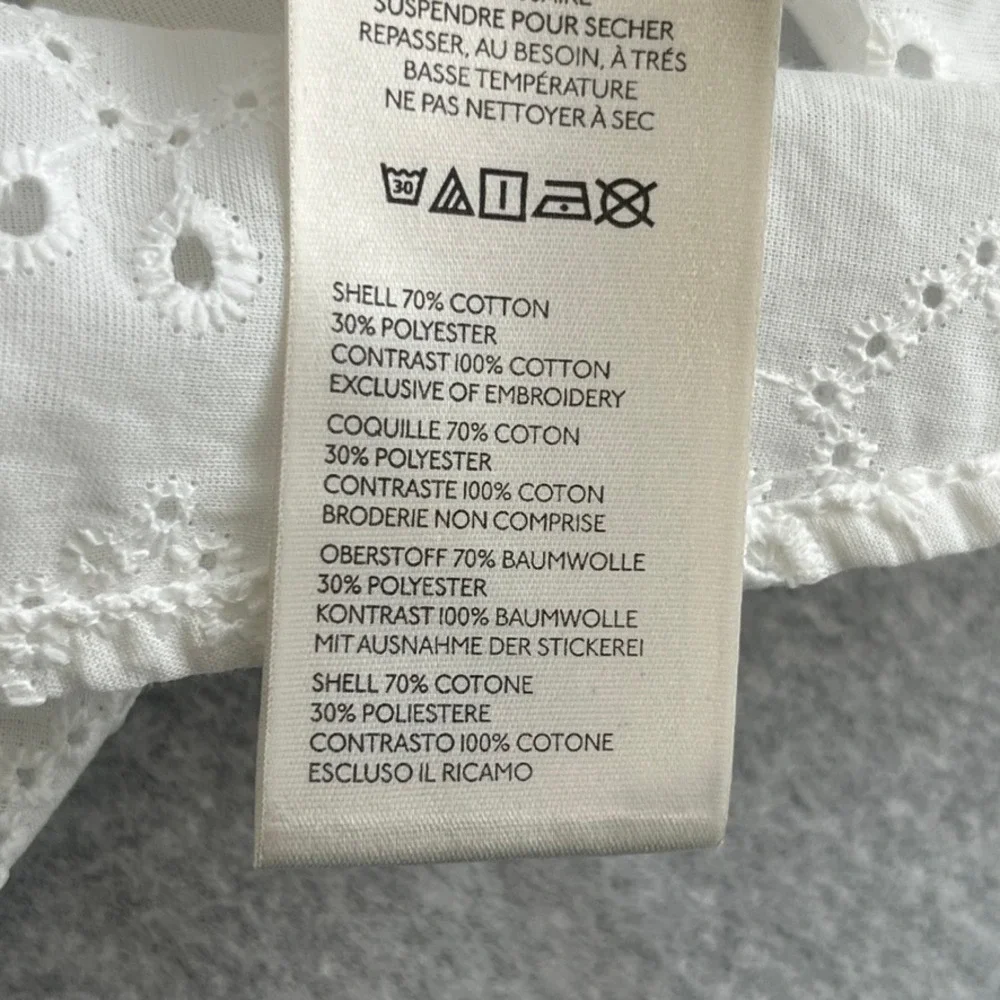 Anthropologie Grey Sweatshirt White‎ Eyelet Trim Detail Pullover Medium Fleece